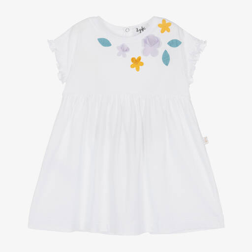 Il Gufo-Girls White Cotton Dress | Childrensalon Outlet