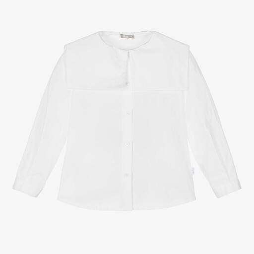 Il Gufo-Белая хлопковая блузка с матросским воротником | Childrensalon Outlet