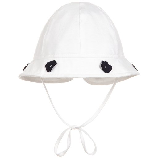 Il Gufo-قبعة شمس قطن لون أبيض للبنات  | Childrensalon Outlet