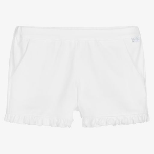 Il Gufo-Girls White Frill Shorts | Childrensalon Outlet