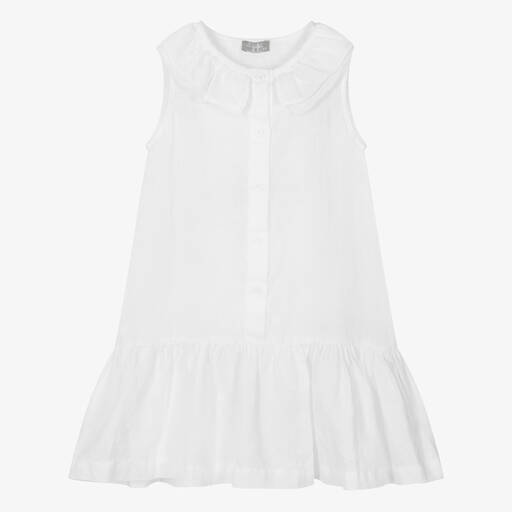 Il Gufo-Girls White Linen Dress | Childrensalon Outlet