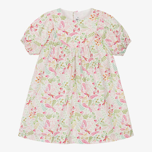 Il Gufo-Girls White & Pink Floral Cotton Dress | Childrensalon Outlet