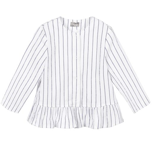 Il Gufo-Girls White Striped Jacket | Childrensalon Outlet