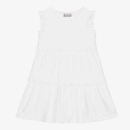 Il Gufo-فستان جيرسي بطبقات لون أبيض | Childrensalon Outlet