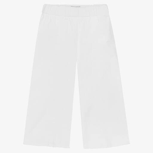 Il Gufo-Girls White Wide-Leg Trousers | Childrensalon Outlet