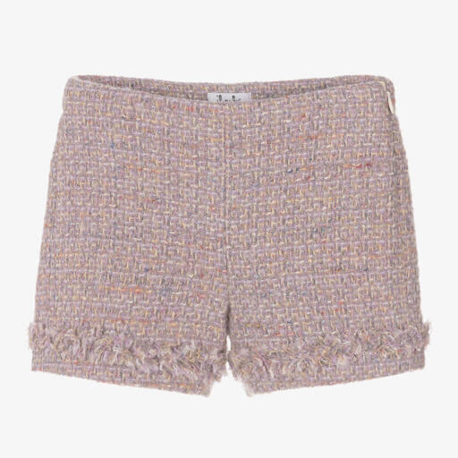 Il Gufo-Girls Wool Tweed Lilac Shorts | Childrensalon Outlet