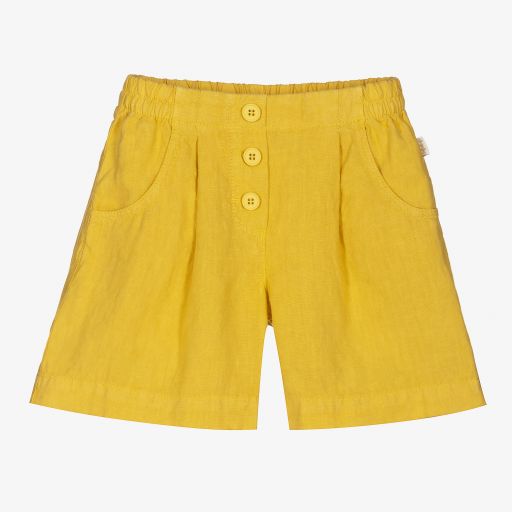 Il Gufo-Girls Yellow Linen Shorts | Childrensalon Outlet