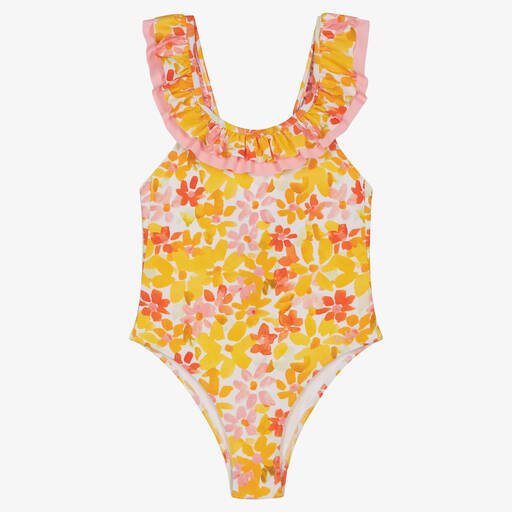 Il Gufo-Girls Yellow & Pink Floral Swimsuit | Childrensalon Outlet