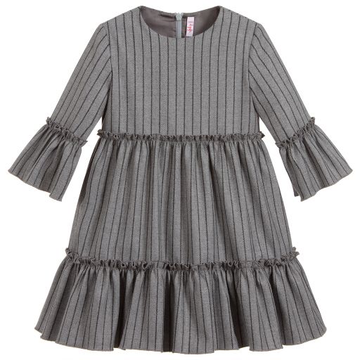 Il Gufo-Grey & Black Striped Dress | Childrensalon Outlet