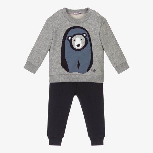 Il Gufo-Grey & Blue Cotton Tracksuit | Childrensalon Outlet