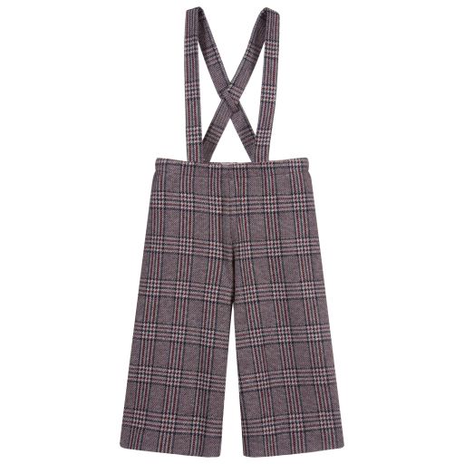 Il Gufo-Grey Check Wide-Leg Trousers | Childrensalon Outlet