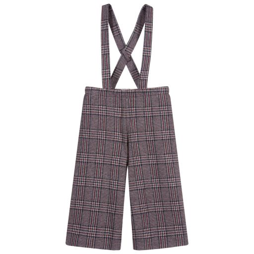 Il Gufo-Grey Check Wide-Leg Trousers | Childrensalon Outlet