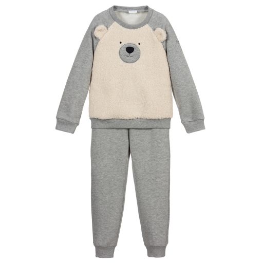 Il Gufo-Grey Cotton Teddy Tracksuit | Childrensalon Outlet