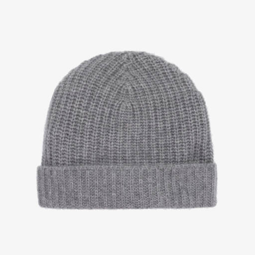 Il Gufo-Grey Knitted Pure Cashmere Beanie Hat | Childrensalon Outlet
