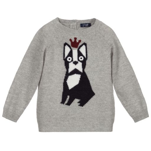 Il Gufo-Grauer Wollstrickpullover | Childrensalon Outlet