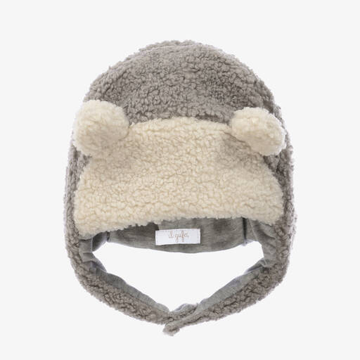 Il Gufo-Grey Sherpa Fleece Teddy Hat | Childrensalon Outlet