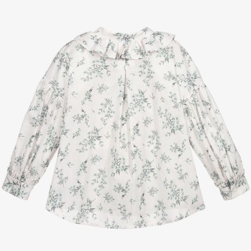 Il Gufo-Ivory Cotton Floral Blouse | Childrensalon Outlet