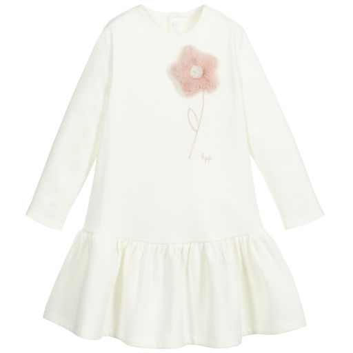 Il Gufo-Ivory Cotton Jersey Dress | Childrensalon Outlet