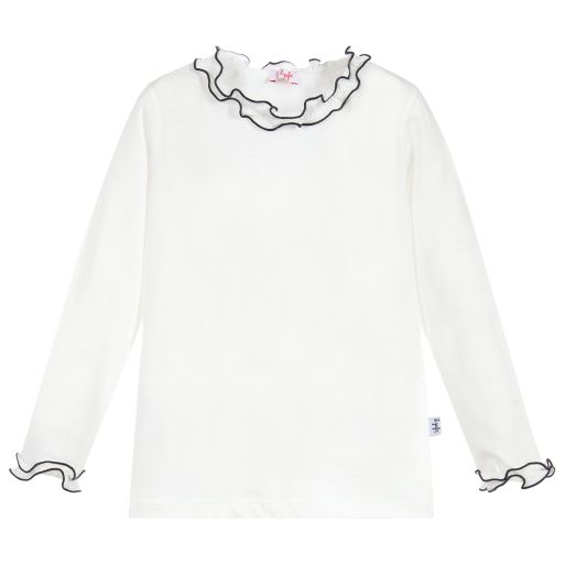 Il Gufo-Ivory Cotton Ruffle Top | Childrensalon Outlet
