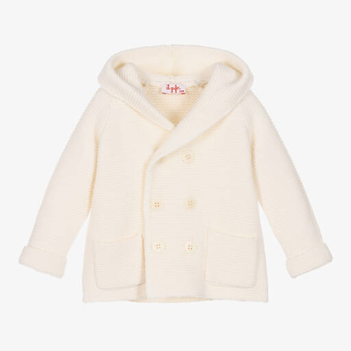 Il Gufo-Ivory Merino Wool Knit Cardigan | Childrensalon Outlet