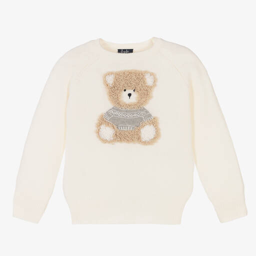 Il Gufo-Ivory Wool Teddy Sweater | Childrensalon Outlet