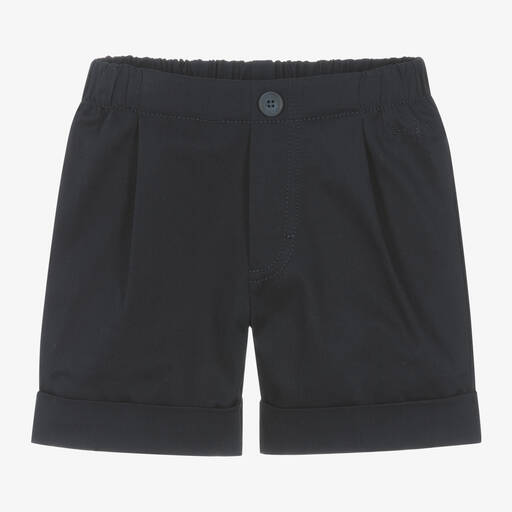 Il Gufo-Navy Blue Cotton Shorts | Childrensalon Outlet