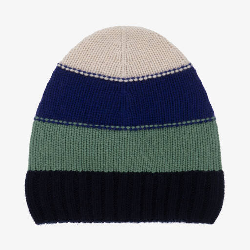 Il Gufo-Navy Blue & Green Wool Hat | Childrensalon Outlet