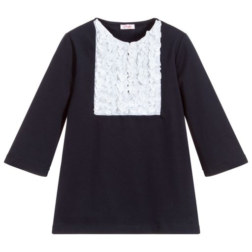 Il Gufo-Navy Blue Jersey Tunic Top | Childrensalon Outlet