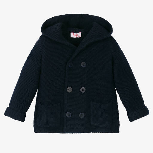 Il Gufo-Синий вязаный кардиган из мериносовой шерсти | Childrensalon Outlet