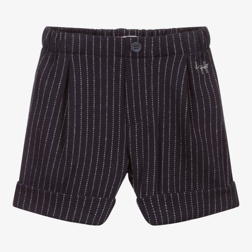 Il Gufo-Navy Blue Pin Stripe Shorts  | Childrensalon Outlet