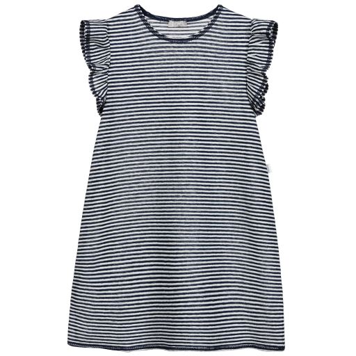 Il Gufo-Navy Blue Striped Dress | Childrensalon Outlet