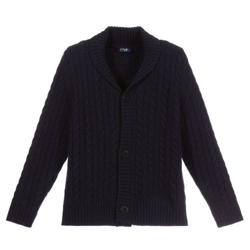 Il Gufo-Navy Blue Wool Cardigan | Childrensalon Outlet