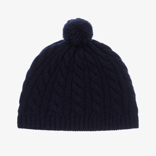 Il Gufo-Navy Blue Wool Knit Baby Hat | Childrensalon Outlet