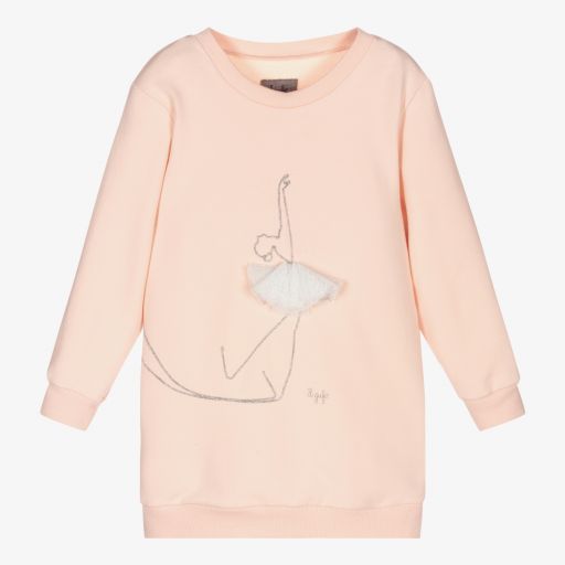 Il Gufo-Pink Cotton Sweatshirt Dress | Childrensalon Outlet