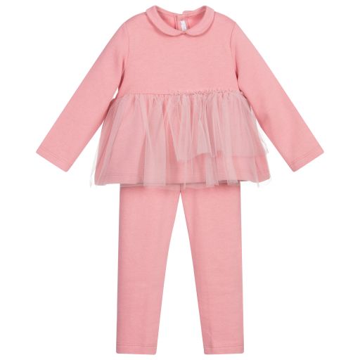 Il Gufo-Pink Cotton Trouser Set  | Childrensalon Outlet