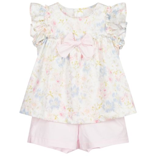 Il Gufo-Розовый комплект с шортами с цветочным рисунком | Childrensalon Outlet