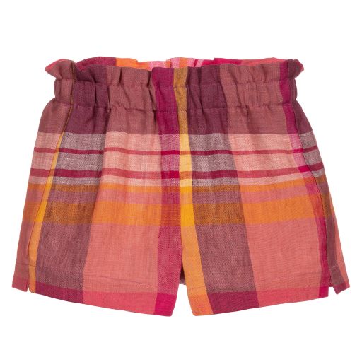 Il Gufo-Pink & Orange Check Shorts | Childrensalon Outlet