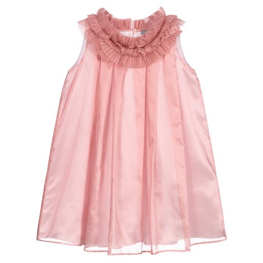 Il Gufo-Pink Silk Ruffle Dress | Childrensalon Outlet