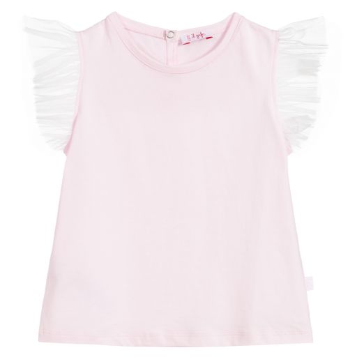Il Gufo-Pink & White Cotton T-Shirt | Childrensalon Outlet
