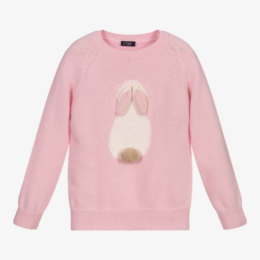 Il Gufo-Pink Wool Bunny Sweater | Childrensalon Outlet
