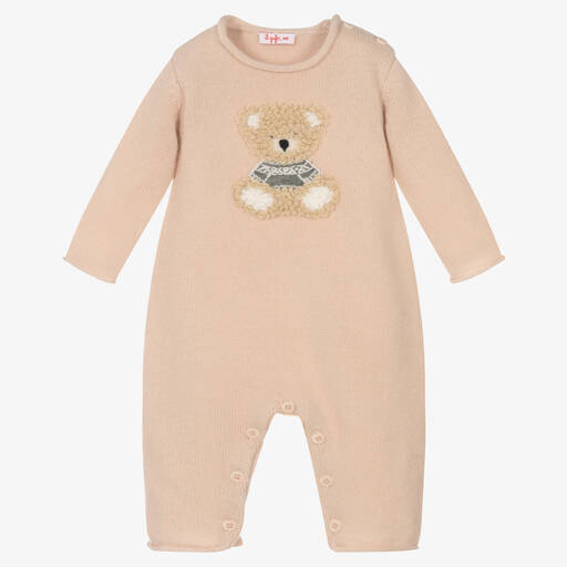 Il Gufo-Pink Wool Knit Teddy Romper | Childrensalon Outlet