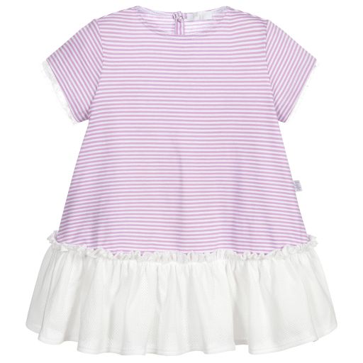 Il Gufo-Purple & White Striped Dress | Childrensalon Outlet