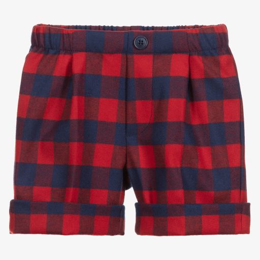 Il Gufo-Red & Blue Check Shorts | Childrensalon Outlet