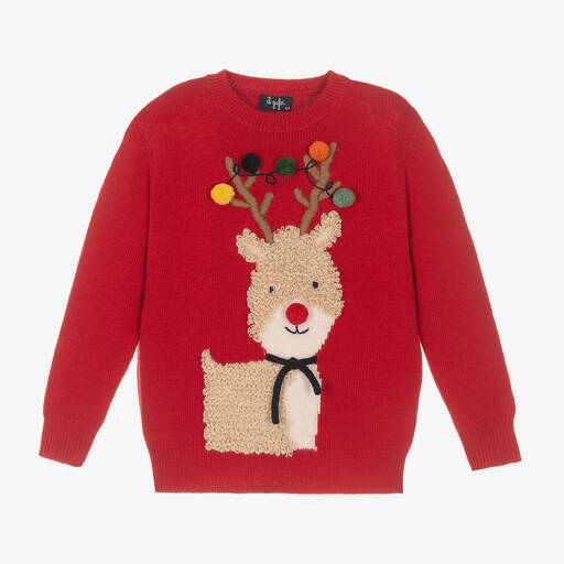 Il Gufo-Red Wool Reindeer Sweater | Childrensalon Outlet