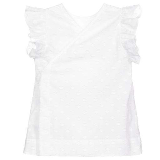 Il Gufo-White Bow Cotton Blouse | Childrensalon Outlet
