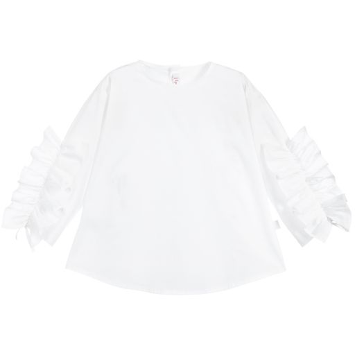 Il Gufo-White Cotton Ruffled Blouse | Childrensalon Outlet