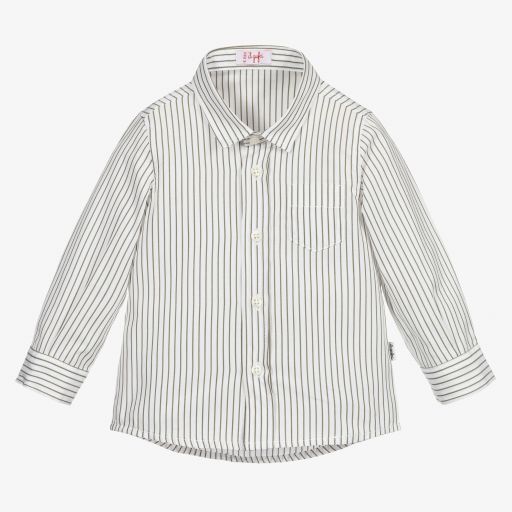 Il Gufo-Chemise rayée blanche et verte | Childrensalon Outlet