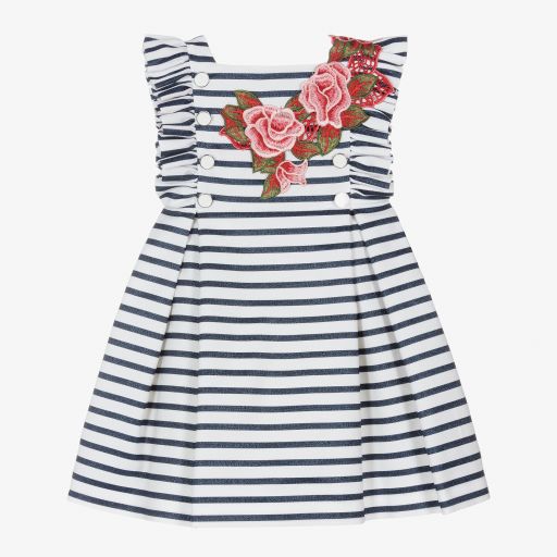 Irpa-Blue & White Striped Dress | Childrensalon Outlet