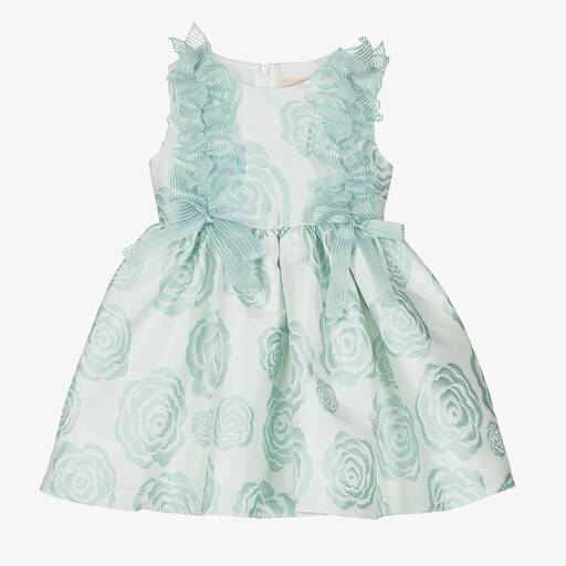 Irpa-Girls Blue Rose Jacquard Dress | Childrensalon Outlet