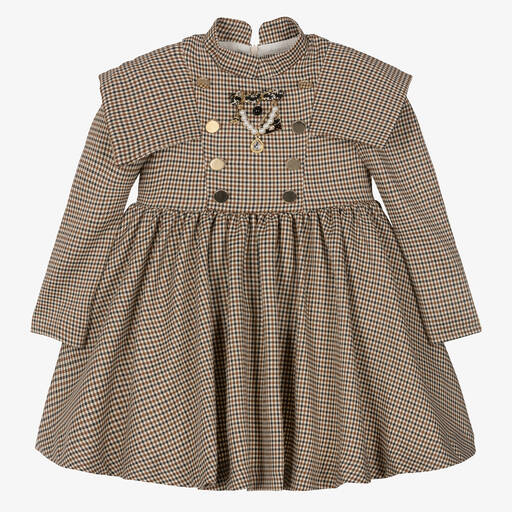 Irpa-Robe marron et ivoire à carreaux | Childrensalon Outlet